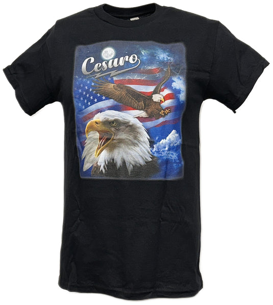 Cesaro American Eagle USA Flag Mens Black T-shirt by WWE | Extreme Wrestling Shirts