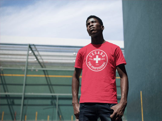 Cesaro King The Professional Mens Red T-shirt by EWS | Extreme Wrestling Shirts