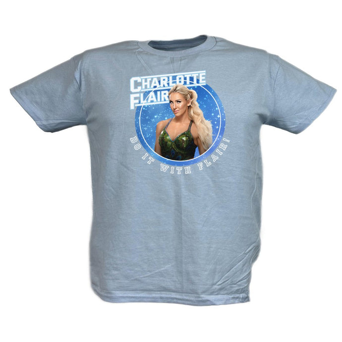 Charlotte Do It With Flair WWE Youth Kids Blue T-shirt by EWS | Extreme Wrestling Shirts