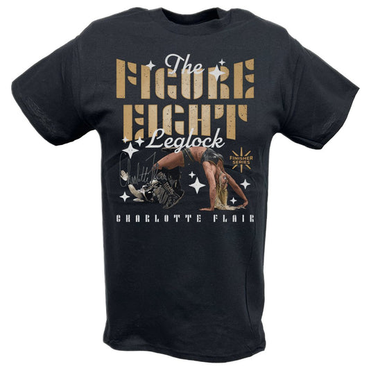 Charlotte Flair Figure Eight Leglock Black T-shirt by EWS | Extreme Wrestling Shirts