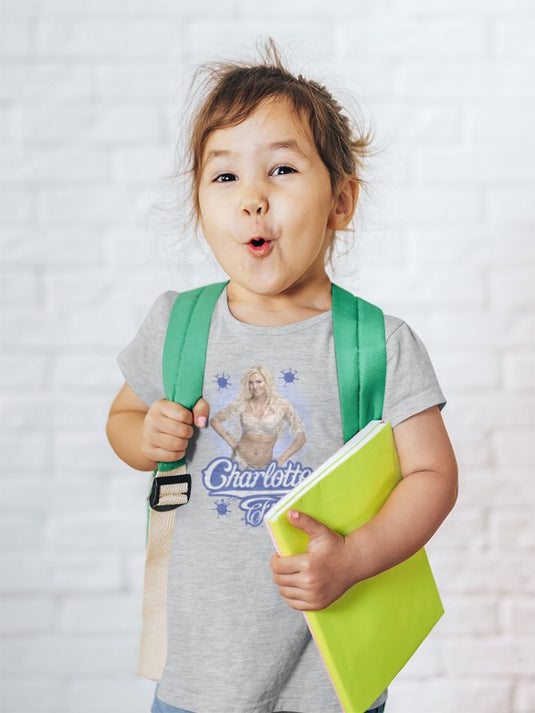 Charlotte Flair Pose Youth Kids Grey T-shirt by EWS | Extreme Wrestling Shirts