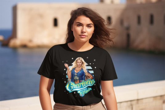 Charlotte Flair Starlight Black Mens T-shirt by WWE | Extreme Wrestling Shirts