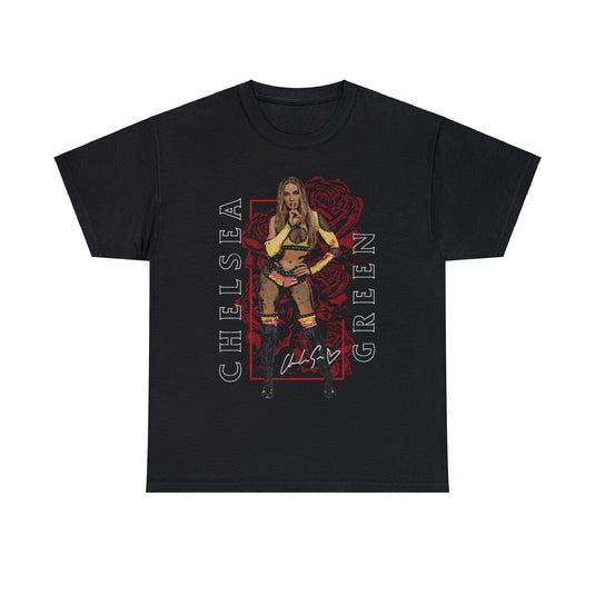 Chelsea Green Red Roses Black T-shirt by EWS | Extreme Wrestling Shirts