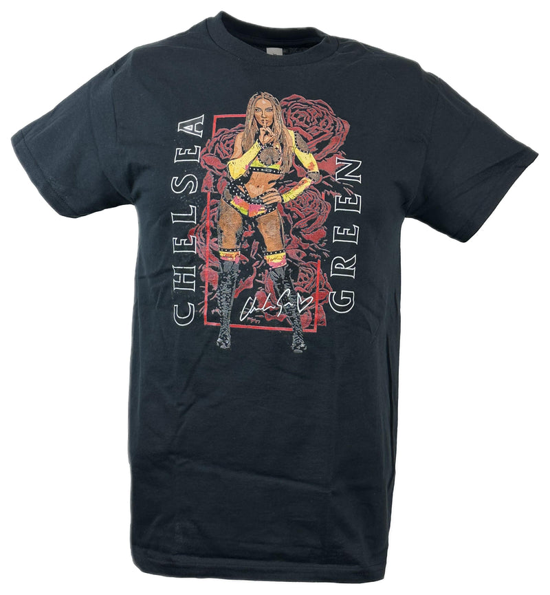 Load image into Gallery viewer, Chelsea Green Red Roses Black T-shirt by EWS | Extreme Wrestling Shirts
