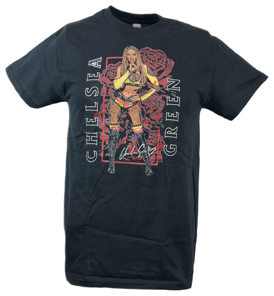 Chelsea Green Red Roses Black T-shirt by EWS | Extreme Wrestling Shirts