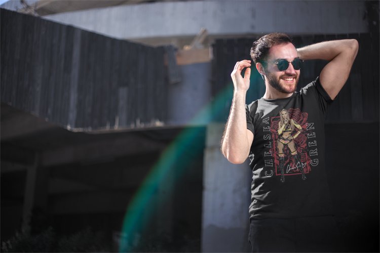Load image into Gallery viewer, Chelsea Green Red Roses Black T-shirt by EWS | Extreme Wrestling Shirts
