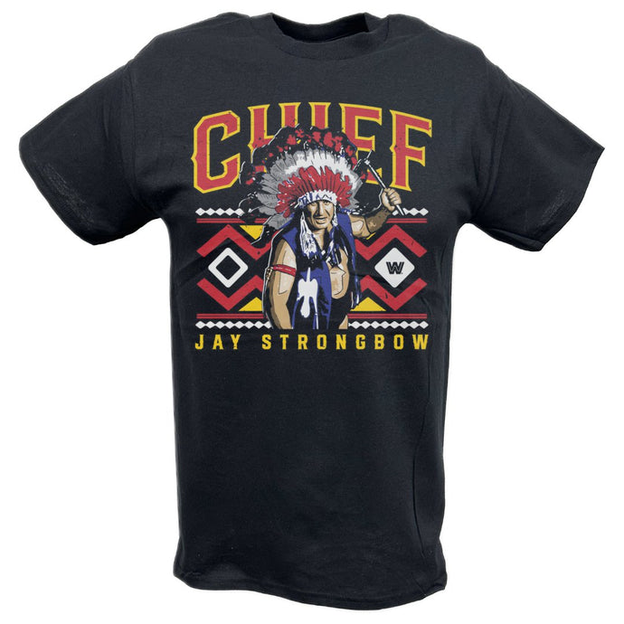 Chief Jay Strongbow Tomahawk Black T-shirt by EWS | Extreme Wrestling Shirts