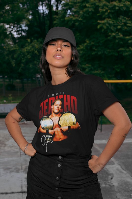 Chris Jericho Double Champion Mens Black T-shirt by EWS | Extreme Wrestling Shirts