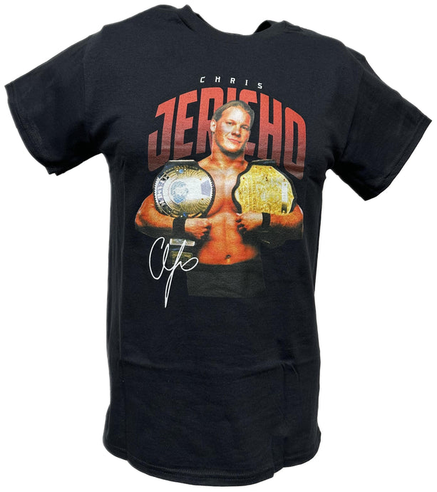 Chris Jericho Double Champion WWE Mens Black T-shirt by WWE | Extreme Wrestling Shirts