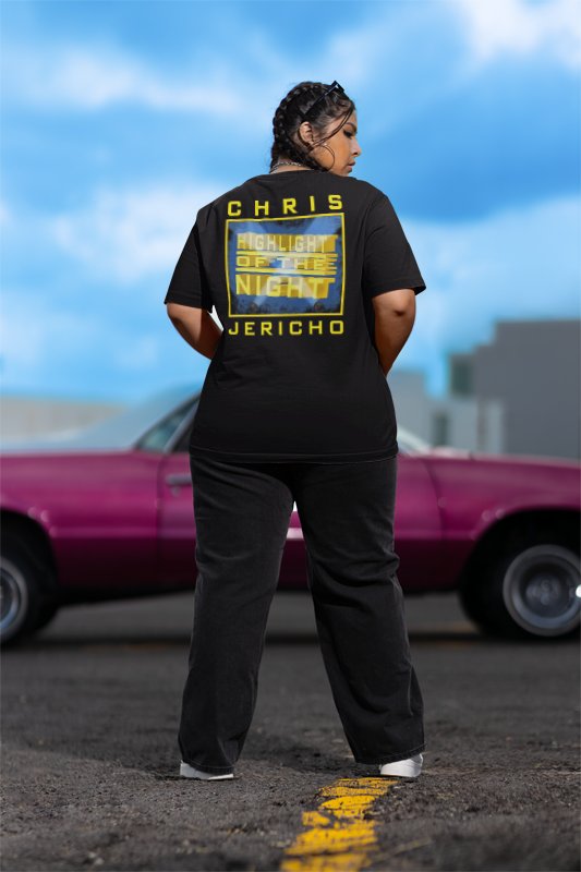 Load image into Gallery viewer, Chris Jericho Highlight of The Night Y2J Black T-shirt by EWS | Extreme Wrestling Shirts
