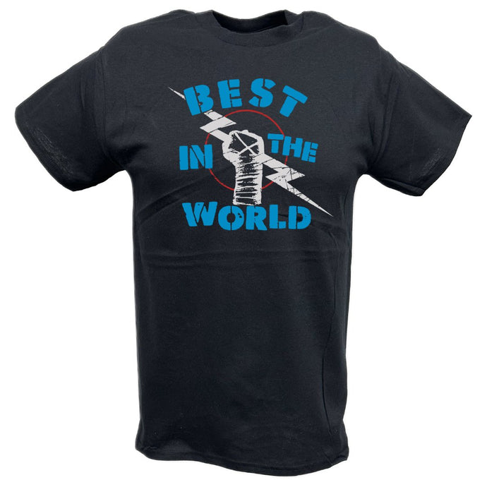 CM Punk Best In The World Blue Black Logo T-shirt by EWS | Extreme Wrestling Shirts