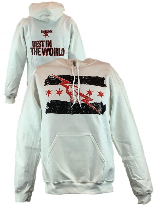 CM Punk Best In The World White Pullover Hoody Sweatshirt New Sports Mem, Cards & Fan Shop > Fan Apparel & Souvenirs > Wrestling by EWS | Extreme Wrestling Shirts
