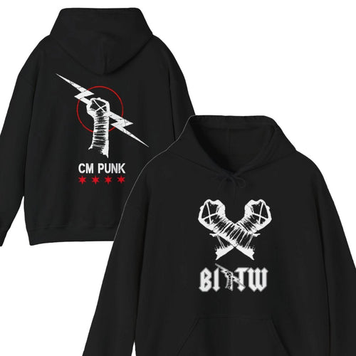 CM Punk BITW White Fists Pullover Hoody by EWS | Extreme Wrestling Shirts