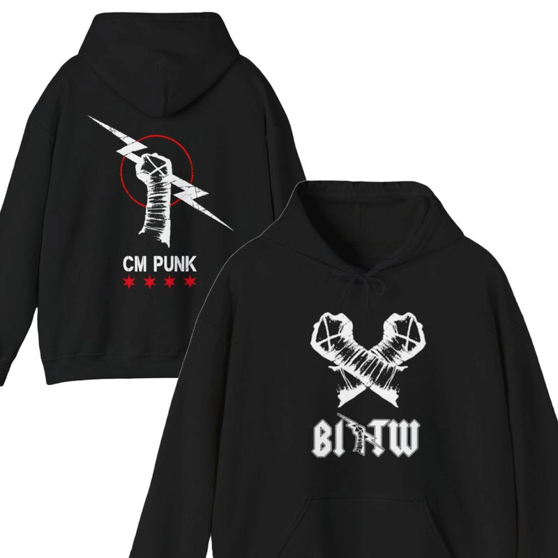 Load image into Gallery viewer, CM Punk BITW White Fists Pullover Hoody by EWS | Extreme Wrestling Shirts
