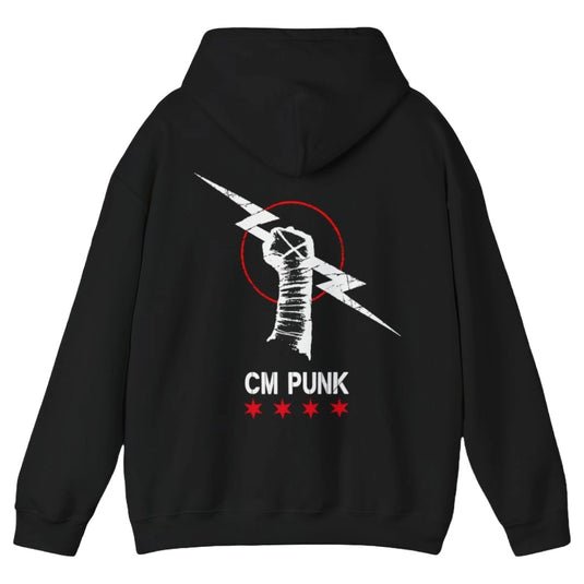 CM Punk BITW White Fists Pullover Hoody by EWS | Extreme Wrestling Shirts