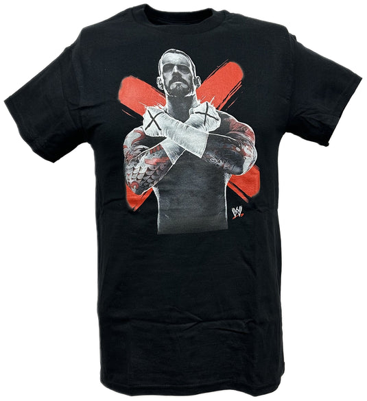 CM Punk Cross Fists Mens Black T-shirt by WWE | Extreme Wrestling Shirts