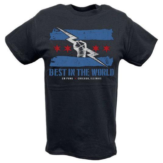 CM Punk Return Blue Logo Flag Chicago T-shirt by EWS | Extreme Wrestling Shirts