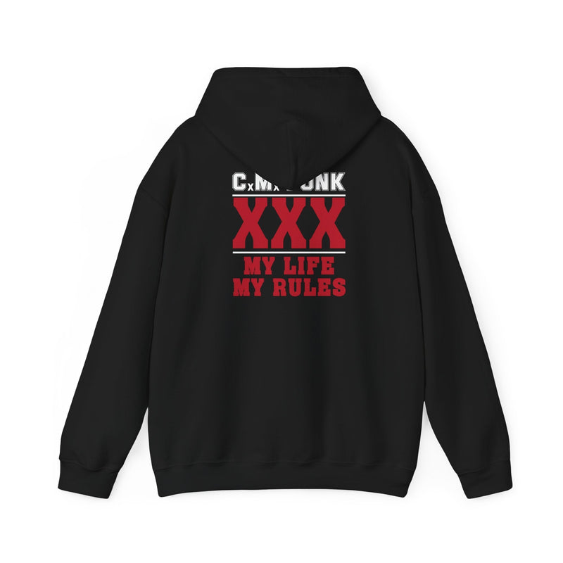 Load image into Gallery viewer, CM Punk Straight Edge Hardcore My Life Rules Black Pullover Hoody by EWS | Extreme Wrestling Shirts
