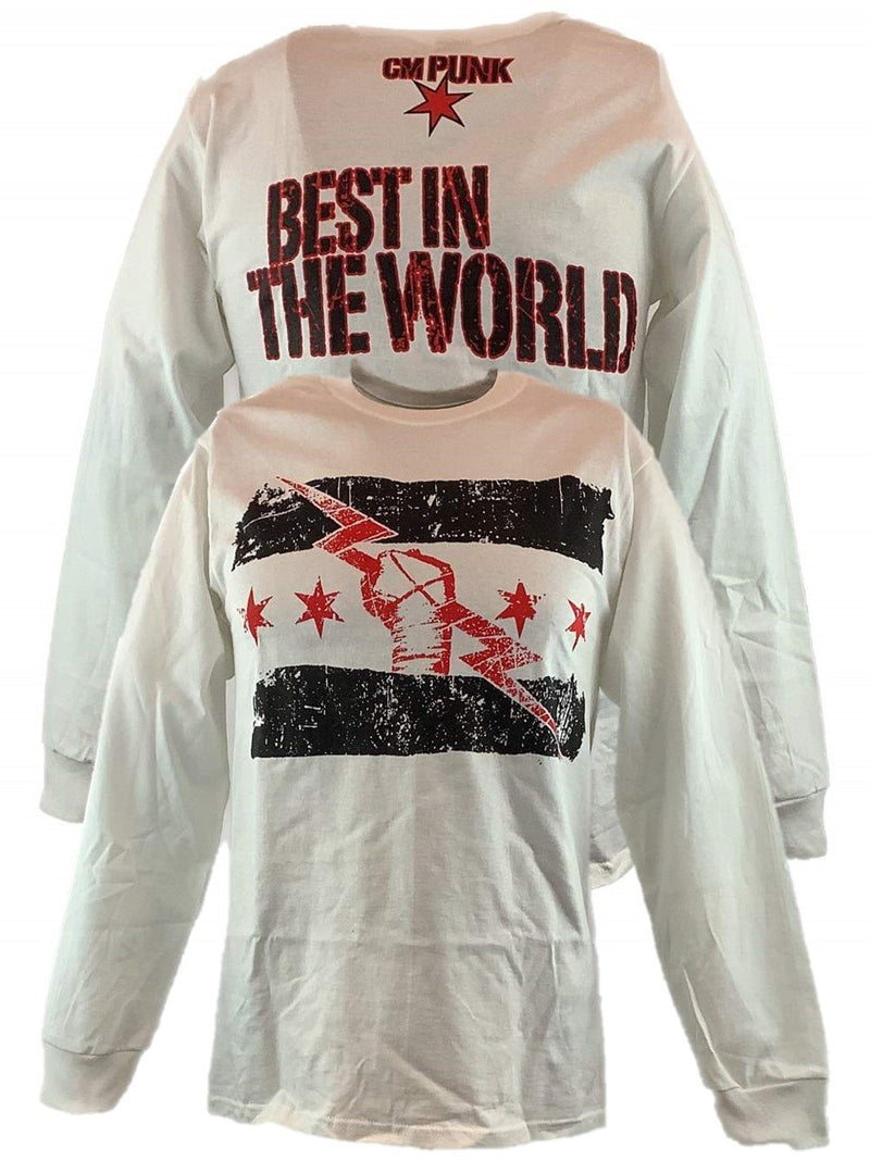 Load image into Gallery viewer, CM Punk White Best In The World Long Sleeve T-shirt Sports Mem, Cards &amp; Fan Shop &gt; Fan Apparel &amp; Souvenirs &gt; Wrestling by Hybrid Tees | Extreme Wrestling Shirts
