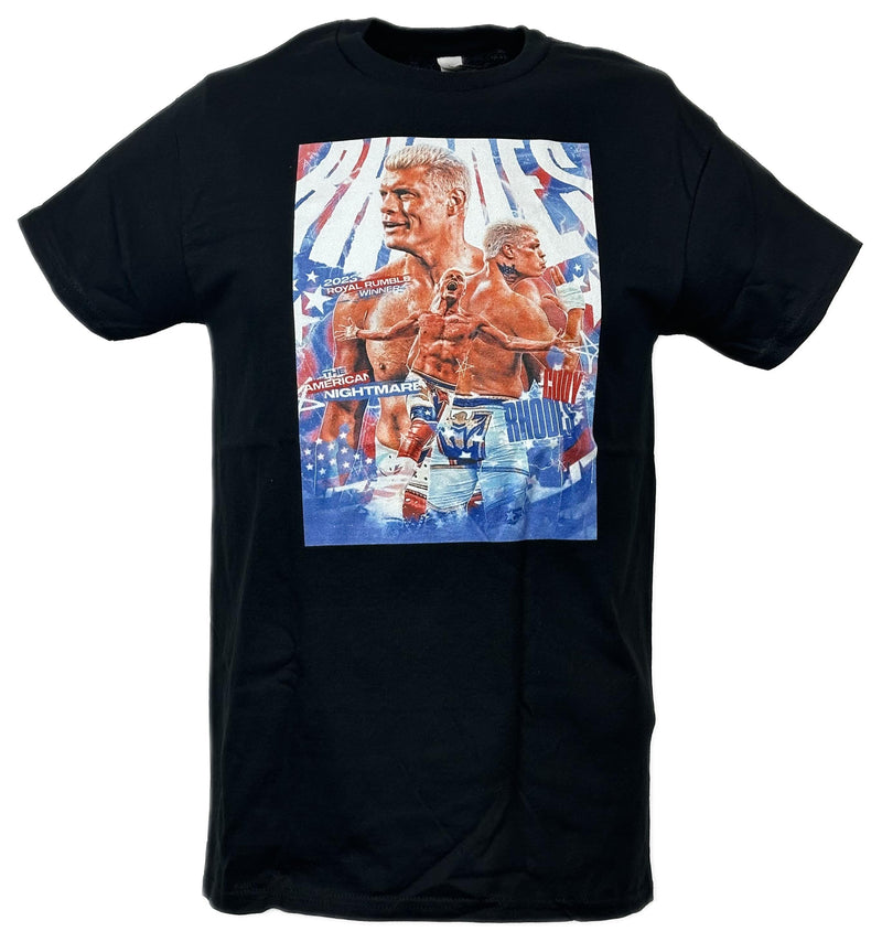 Load image into Gallery viewer, Cody Rhodes 2023 Royal Rumble Winner Poster Print Black T-shirt by EWS | Extreme Wrestling Shirts
