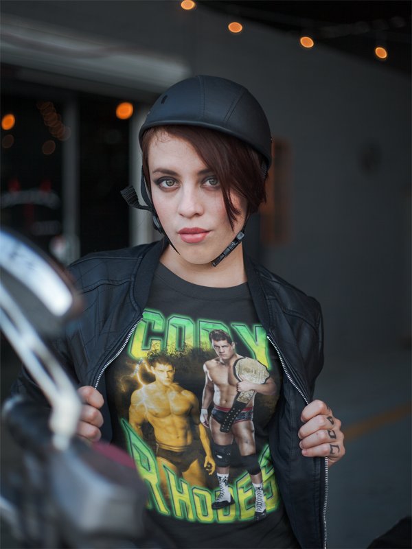 Load image into Gallery viewer, Cody Rhodes Neon Championship Belt Black T-shirt by EWS | Extreme Wrestling Shirts
