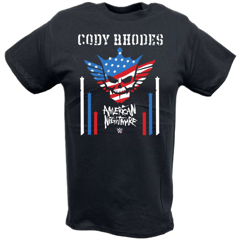 Load image into Gallery viewer, Cody Rhodes USA Stars and Stripes Nightmare Logo T-shirt by EWS | Extreme Wrestling Shirts
