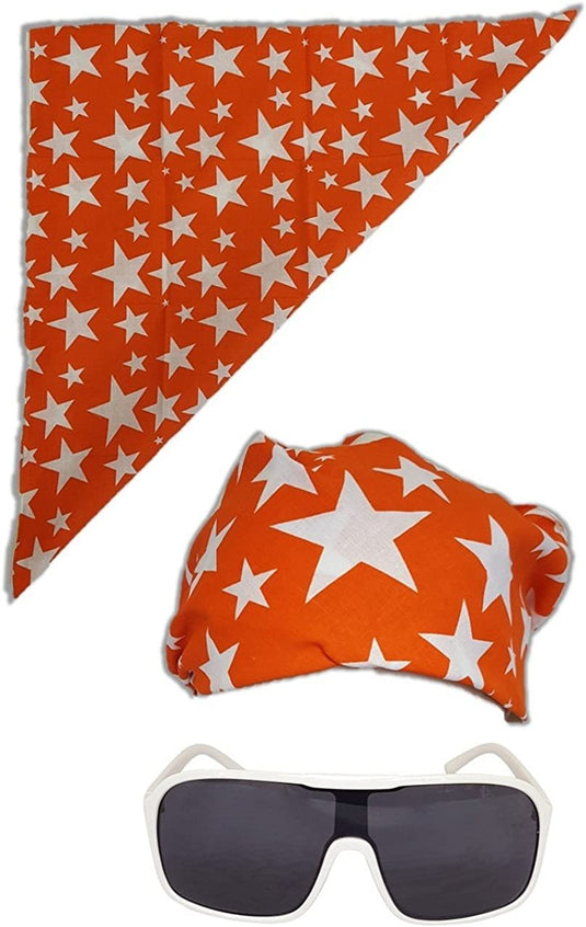 Colored Stars Bandana White Sunglasses for Macho Man Costume Orange Sports Mem, Cards & Fan Shop > Fan Apparel & Souvenirs > Wrestling by Macho Man | Extreme Wrestling Shirts