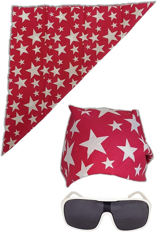 Colored Stars Bandana White Sunglasses for Macho Man Costume Pink Sports Mem, Cards & Fan Shop > Fan Apparel & Souvenirs > Wrestling by Macho Man | Extreme Wrestling Shirts