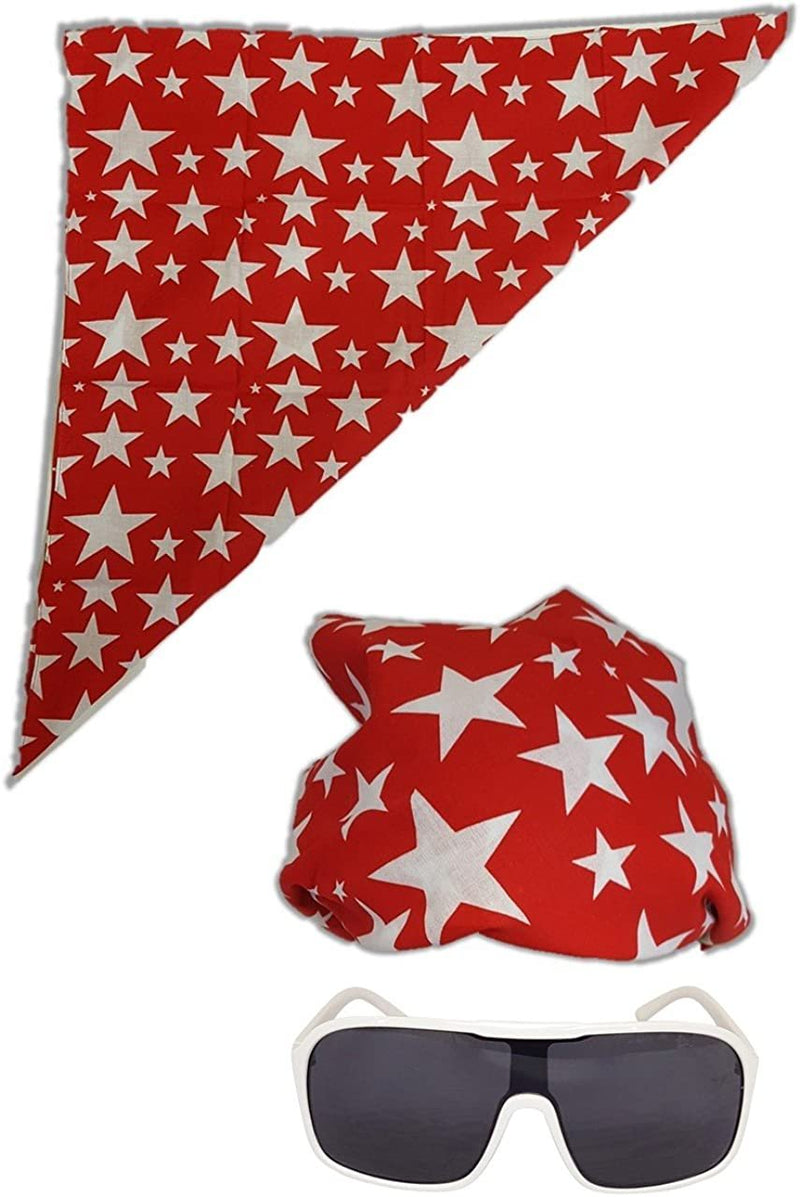 Load image into Gallery viewer, Colored Stars Bandana White Sunglasses for Macho Man Costume Red Sports Mem, Cards &amp; Fan Shop &gt; Fan Apparel &amp; Souvenirs &gt; Wrestling by Macho Man | Extreme Wrestling Shirts
