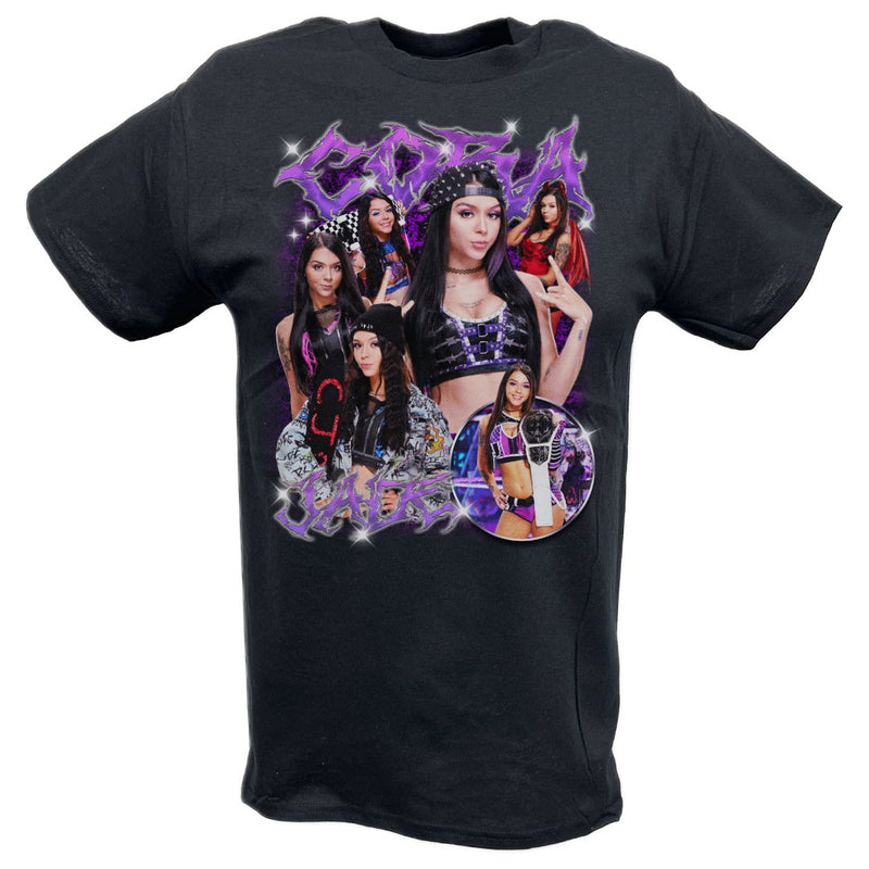 Load image into Gallery viewer, Cora Jade Purple Logo Black T-shirt by EWS | Extreme Wrestling Shirts
