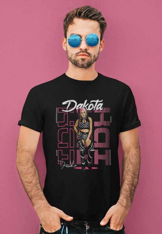 Dakota Kai Purple Pose Black T-shirt by EWS | Extreme Wrestling Shirts