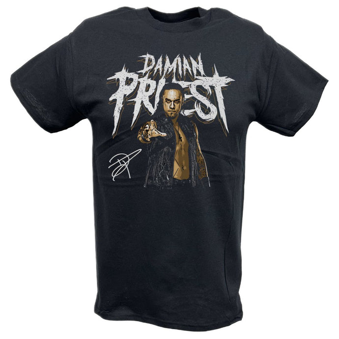 Damian Priest Pose Black T-shirt by EWS | Extreme Wrestling Shirts