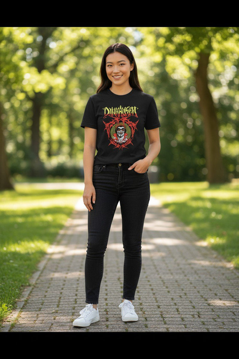 Load image into Gallery viewer, DANHAUSEN Demon Metal Wrestling Red Tribal Graphic T-Shirt-S by EWS | Extreme Wrestling Shirts
