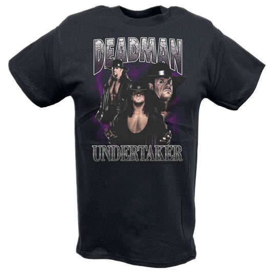 Deadman Undertaker Three Pose Black T-shirt by EWS | Extreme Wrestling Shirts