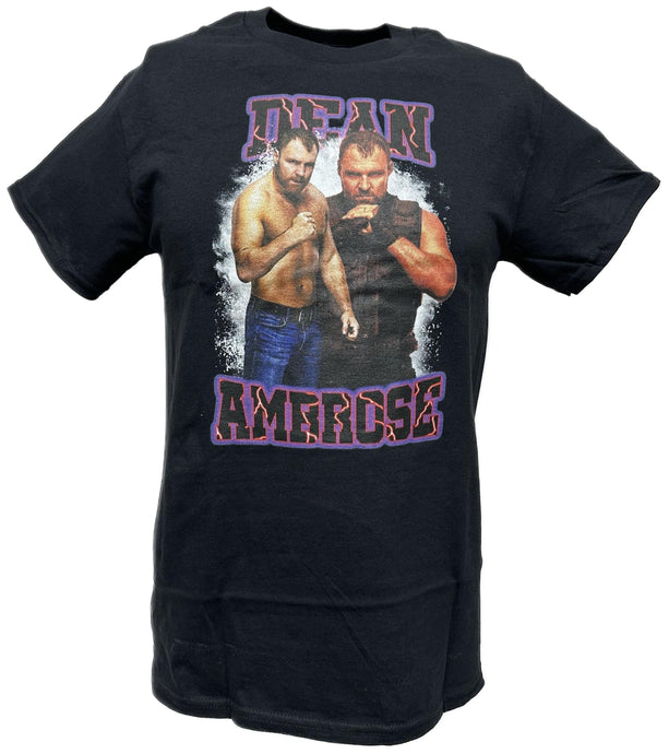 Dean Ambrose Purple Name Double Pose Mens Black T-shirt by WWE | Extreme Wrestling Shirts