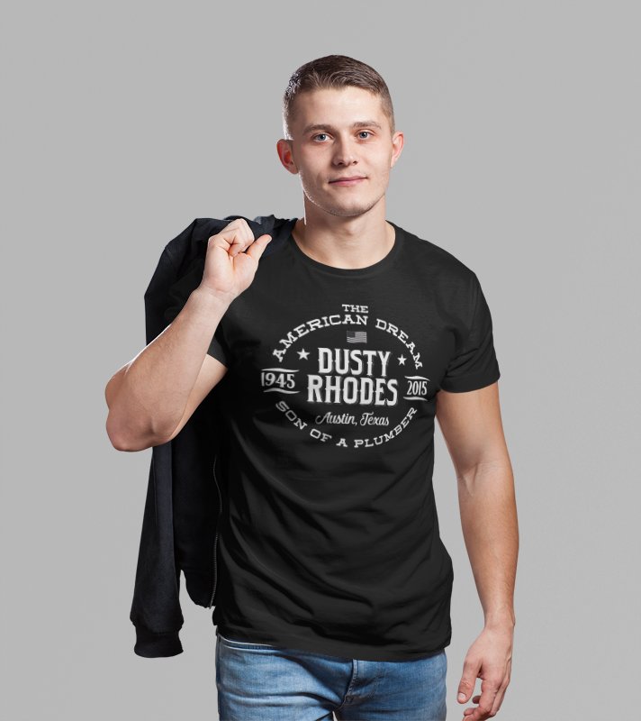 Load image into Gallery viewer, Dusty Rhodes American Dream Memorial Black T-shirt by EWS | Extreme Wrestling Shirts
