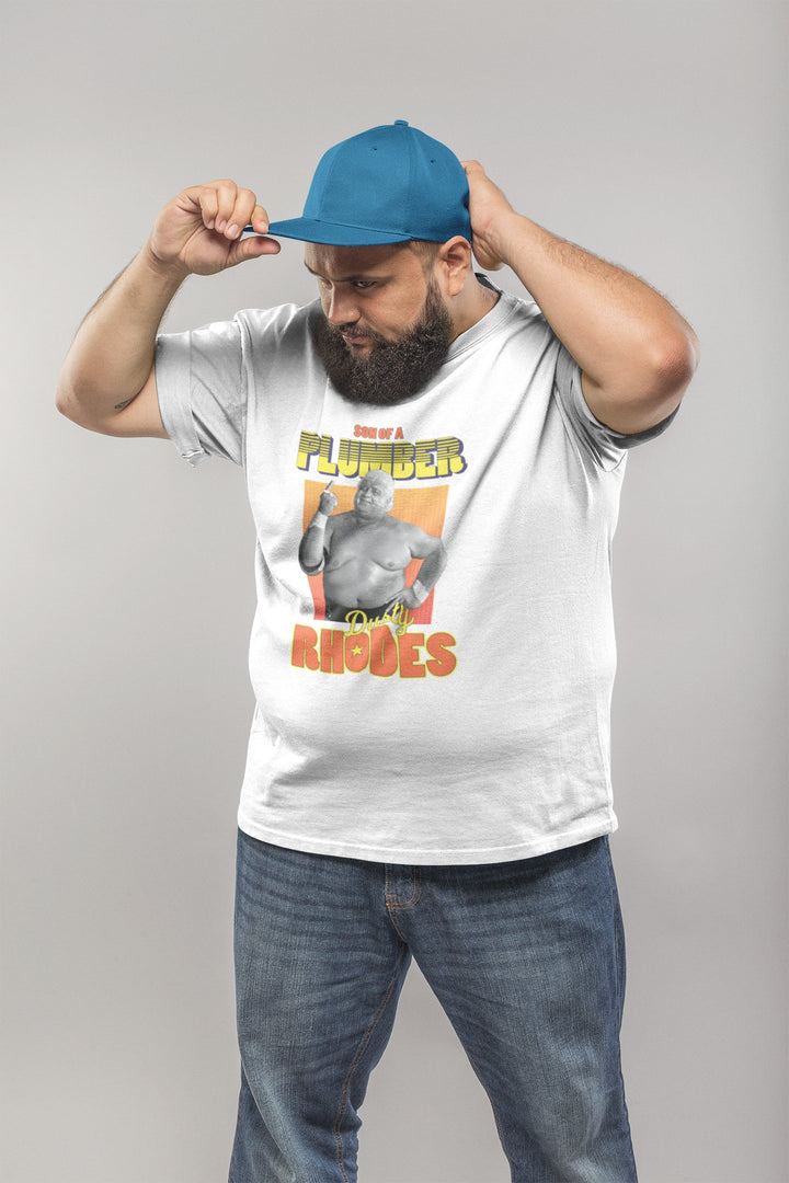 Dusty Rhodes Son of a Plumber Mens White T-shirt – Extreme Wrestling Shirts