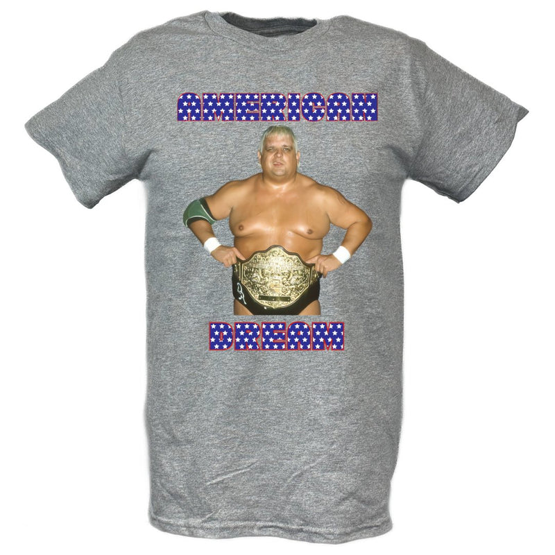 Load image into Gallery viewer, Dusty Rhodes The American Dream Champ Grey T-shirt by EWS | Extreme Wrestling Shirts
