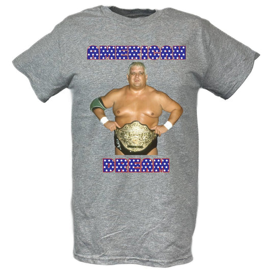 Dusty Rhodes The American Dream Champ Grey T-shirt by EWS | Extreme Wrestling Shirts