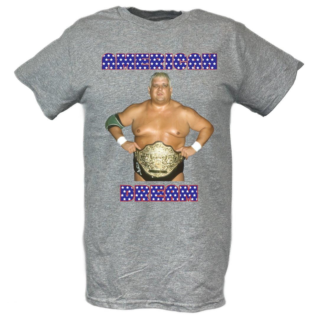 Dusty Rhodes The American Dream Champ Grey T-shirt – Extreme Wrestling ...