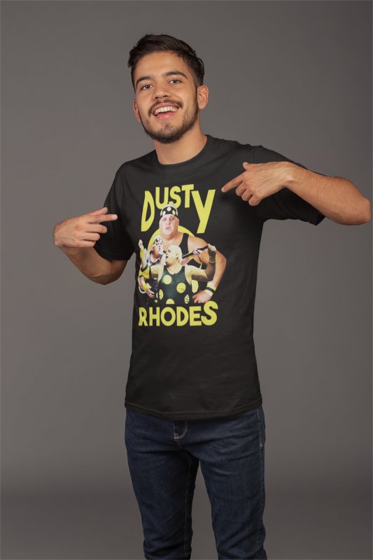 Load image into Gallery viewer, Dusty Rhodes Yellow Polka Dot T-shirt by EWS | Extreme Wrestling Shirts
