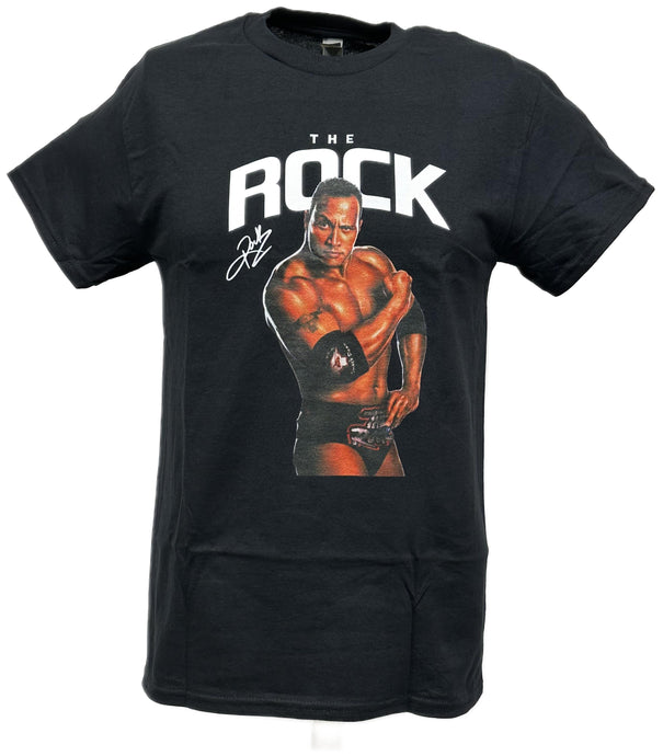 Dwayne The Rock Johnson Eyebrow Raise Black WWE T-shirt by WWE | Extreme Wrestling Shirts