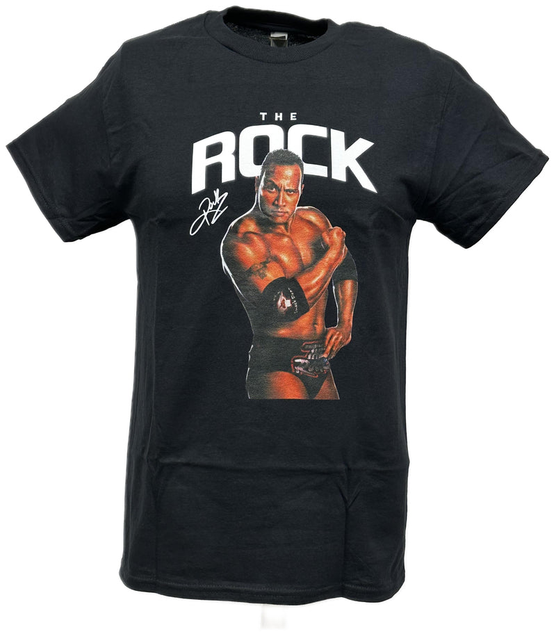 Load image into Gallery viewer, Dwayne The Rock Johnson Eyebrow Raise Black WWE T-shirt by WWE | Extreme Wrestling Shirts
