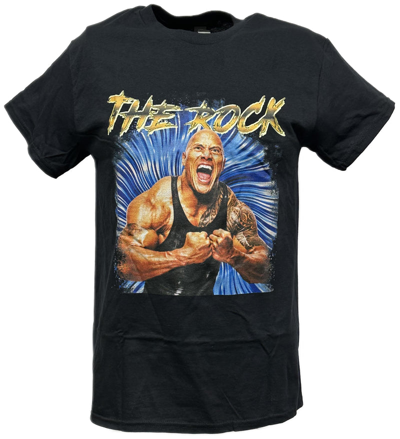 Load image into Gallery viewer, Dwayne The Rock Johnson Power Pose Flex Black WWE T-shirt by WWE | Extreme Wrestling Shirts
