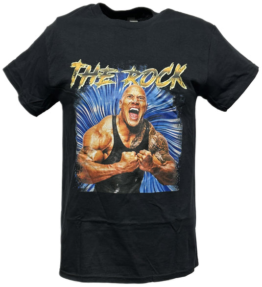 Dwayne The Rock Johnson Power Pose Flex Black WWE T-shirt by WWE | Extreme Wrestling Shirts