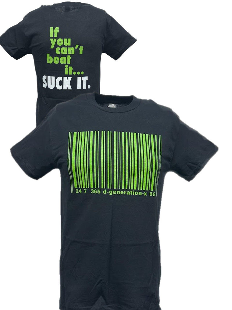 Load image into Gallery viewer, DX D-Generation X Barcode Suck It Black T-shirt by WWE | Extreme Wrestling Shirts
