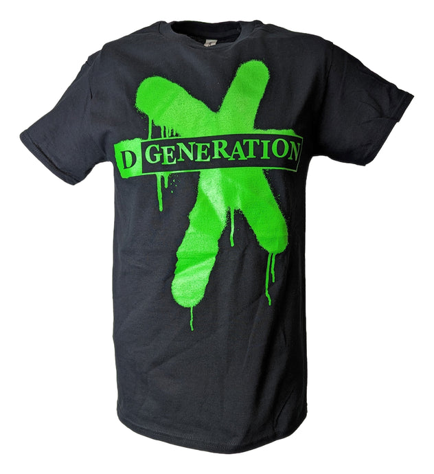 DX D-Generation X Green Splatter Logo Mens T-shirt by Hybird Tees | Extreme Wrestling Shirts