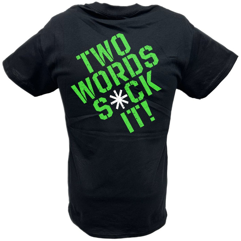 Load image into Gallery viewer, DX D-Generation X Two Words Splatter Green Logo T-shirt by EWS | Extreme Wrestling Shirts
