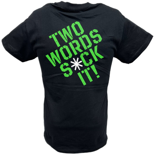 DX D-Generation X Two Words Splatter Green Logo T-shirt by EWS | Extreme Wrestling Shirts