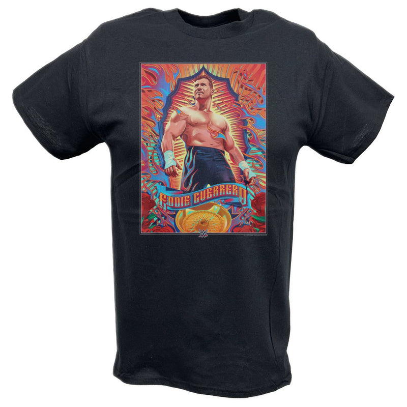 Load image into Gallery viewer, Eddie Guerrero Cartoon Poster Black T-shirt by EWS | Extreme Wrestling Shirts
